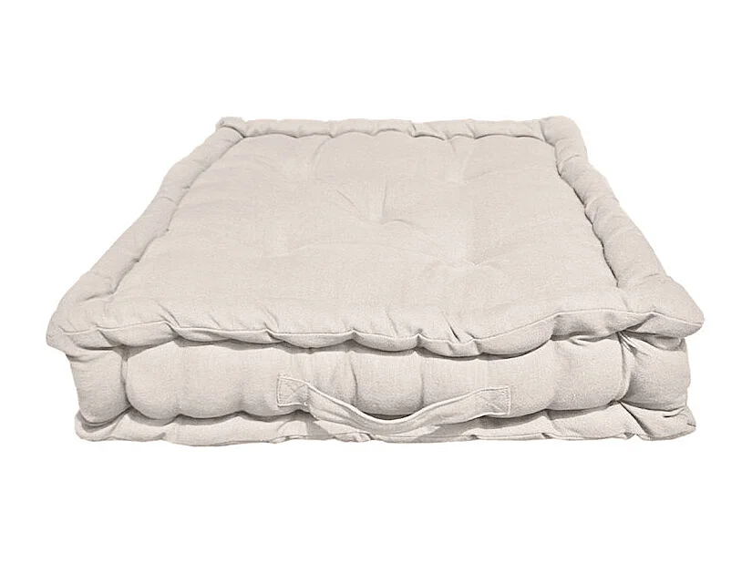 Coussin de sol 50 x 50 cm matelassé en coton beige - DOLORES