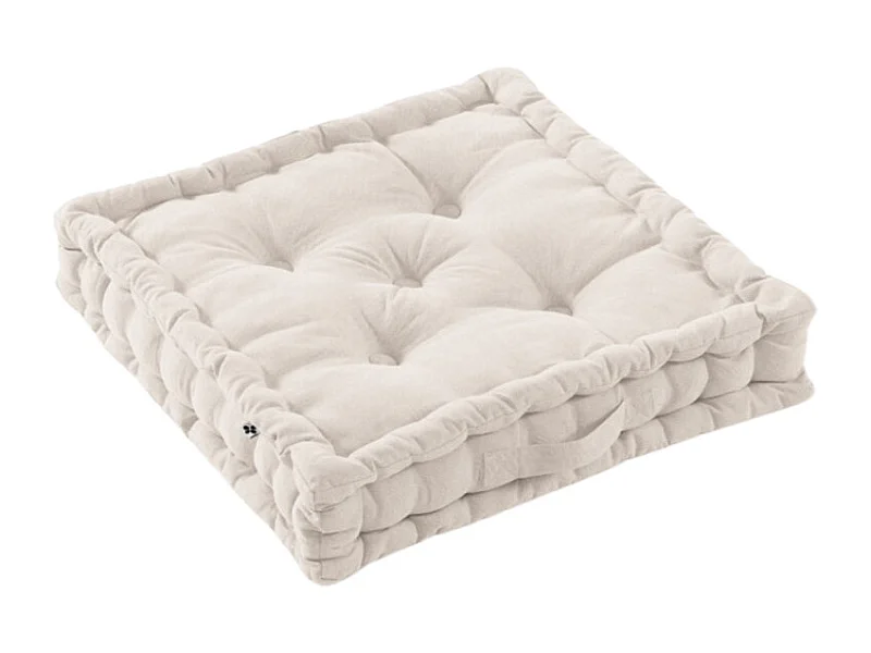 Coussin de sol 50 x 50 cm matelassé en coton beige - DOLORES