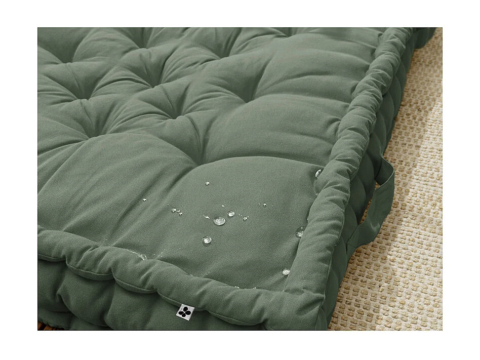 Coussin de sol 50 x 50 cm matelassé en coton vert - DOLORES