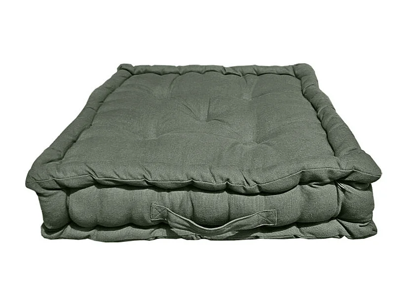 Coussin de sol 50 x 50 cm matelassé en coton vert - DOLORES