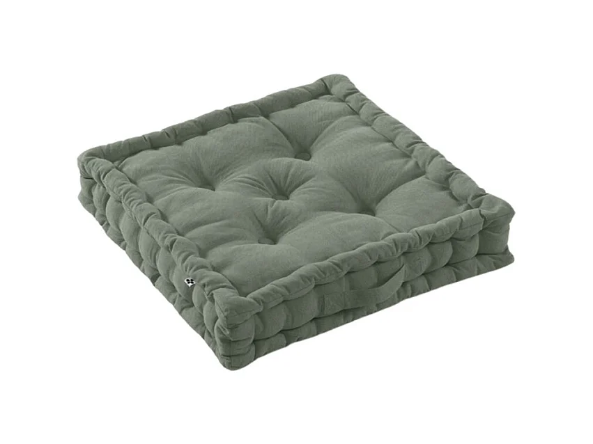 Coussin de sol 50 x 50 cm matelassé en coton vert - DOLORES
