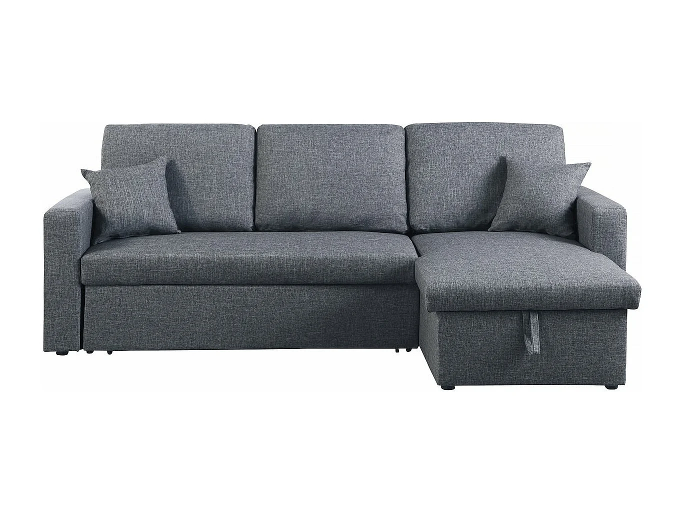 Sofá esquinero convertible/reversible con cómoda "Alain II" - 3 plazas - Gris oscuro