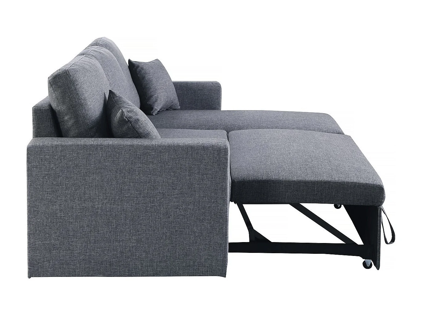 Sofá esquinero convertible/reversible con cómoda "Alain II" - 3 plazas - Gris oscuro