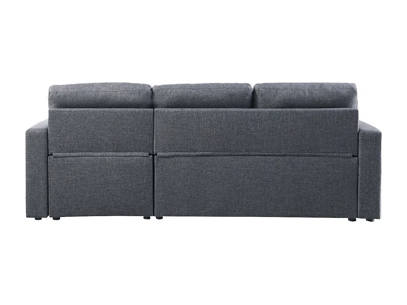 Sofá de canto conversível/reversível com baú "Alain II" - 3 lugares - Cinza escuro