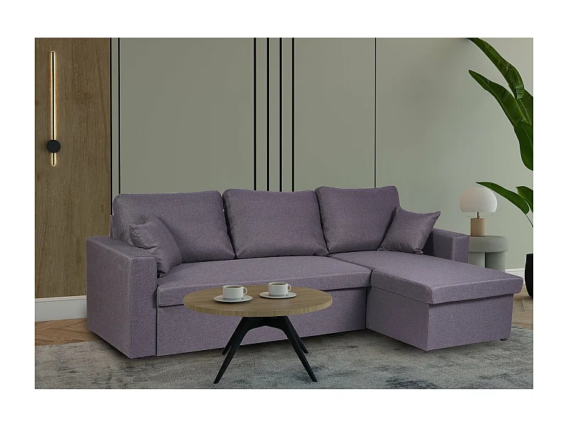 Canapé d'angle convertible/ réversible avec coffre "Alain II" - 3 places - Gris clair