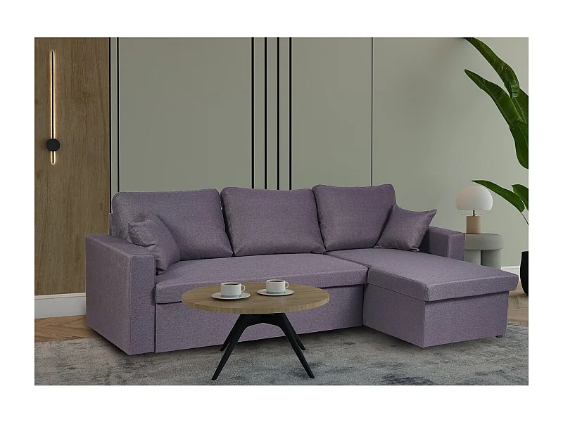 Hoekbank met opbergruimte slaapbank meubel links of rechts bank "Alain II" - 3 zits - Grijs lichtgrijs