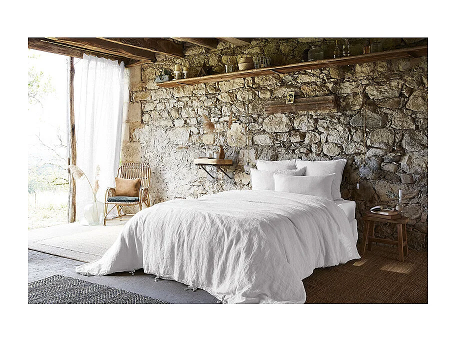 Housse de couette 260 x 240 en lin lavé blanc - LUISA
