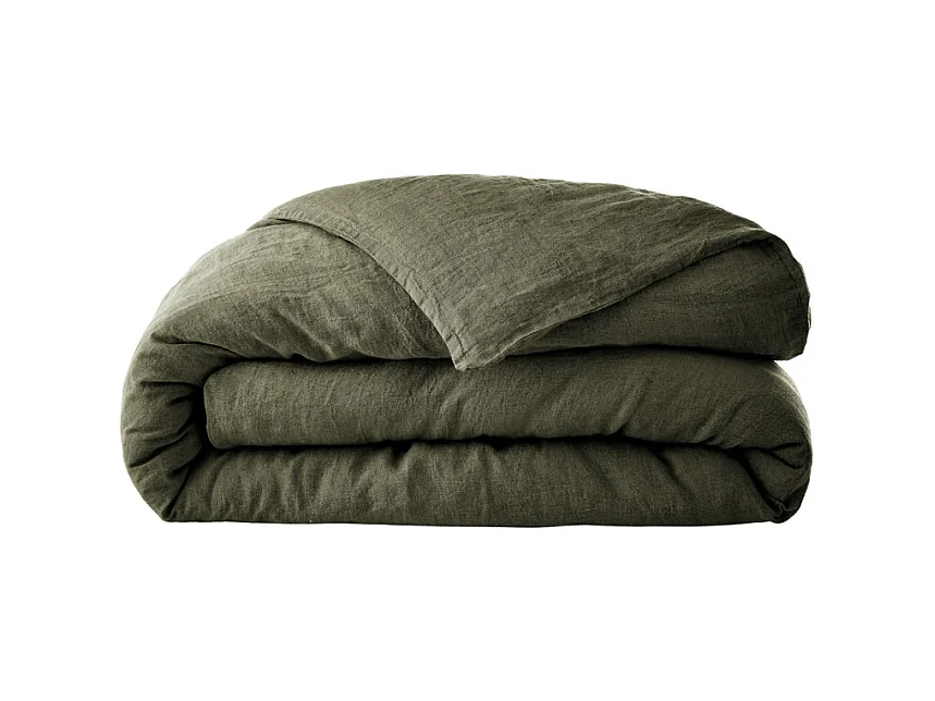Housse de couette 260 x 240 en lin lavé vert - LUISA