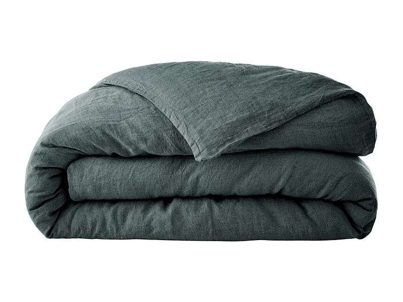 Housse de couette 260 x 240 en lin lavé bleu - LUISA