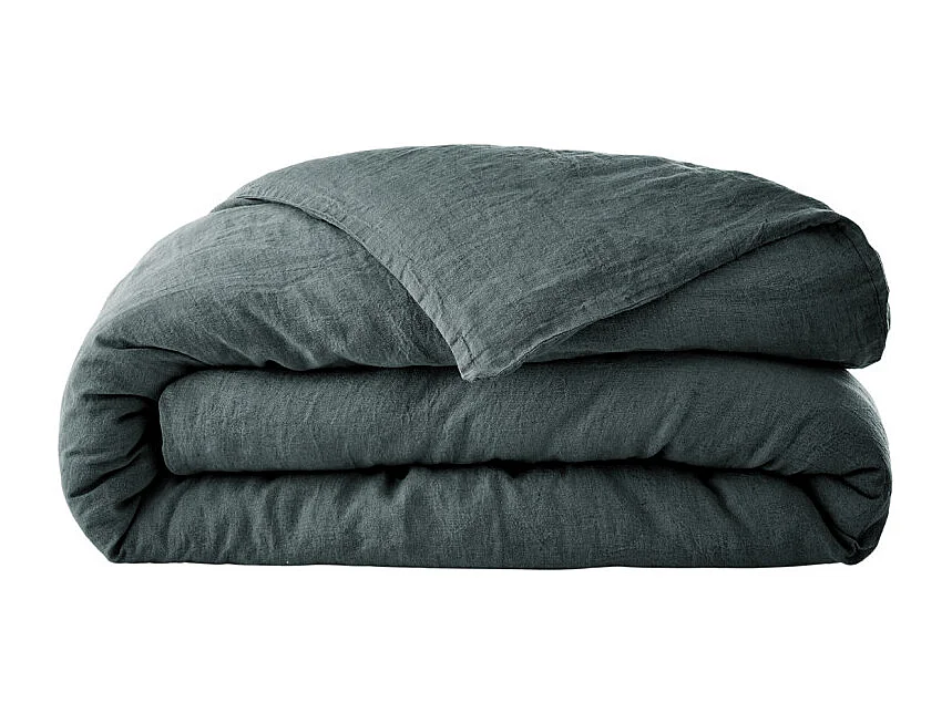 Housse de couette 260 x 240 en lin lavé bleu - LUISA