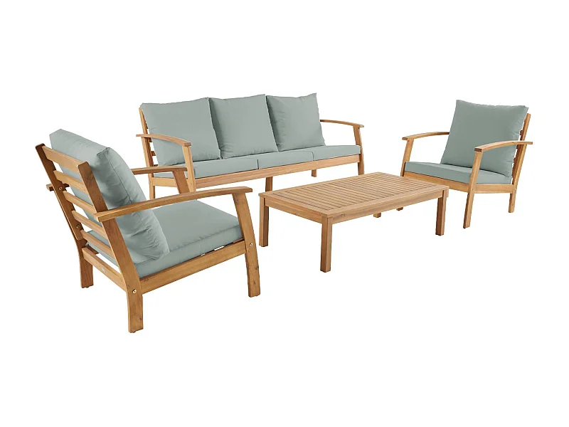 Salotto da giardino in legno di acacia, 5 posti, verde grigio