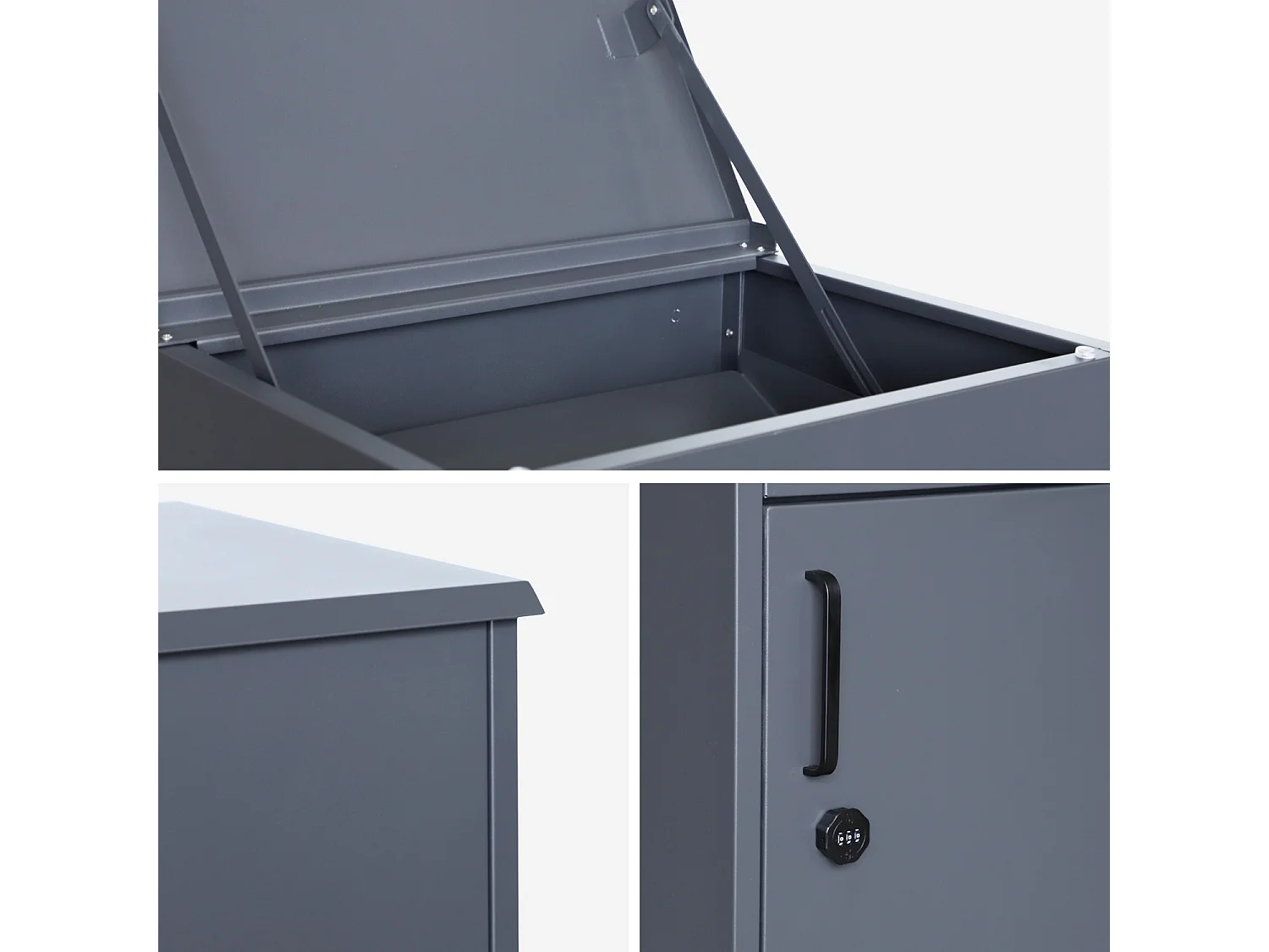 Boite à colis 56 cm en acier galvanisé avec cadenas. anthracite. capacité de 2 colis. L 56 x P 43 x H 107 cm