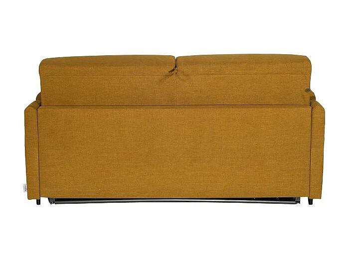LINAS Canapé convertible 3 places jaune matelas Dunlopillo 140cm