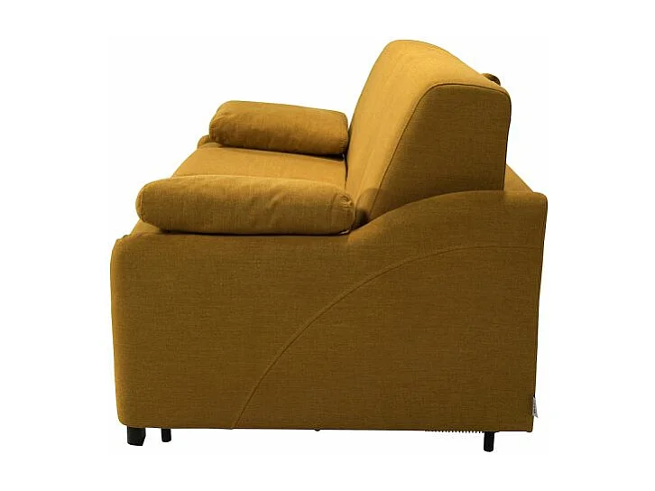 LINAS Canapé convertible 3 places jaune matelas Dunlopillo 140cm