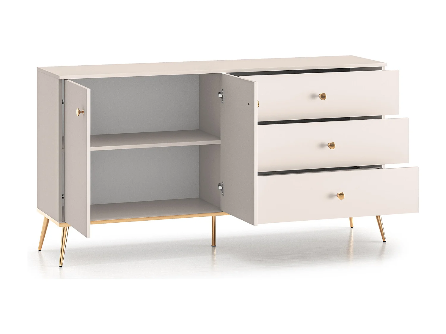 Sideboard 2-türig mit 3 Schubladen - Greige - 160 cm - SELGIN