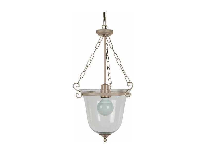 Suspension conique verre métal taupe 75 cm.
