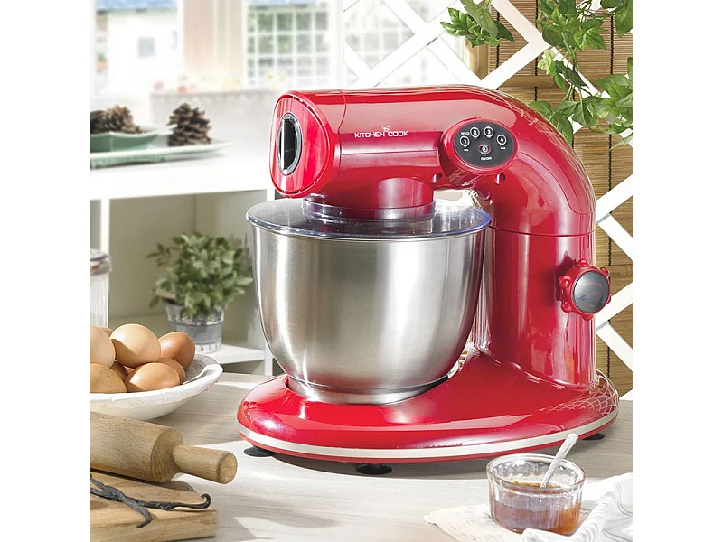 Robot Pétrin Avec Bol Inox 5l Ak80v2 Kitchencook Rouge