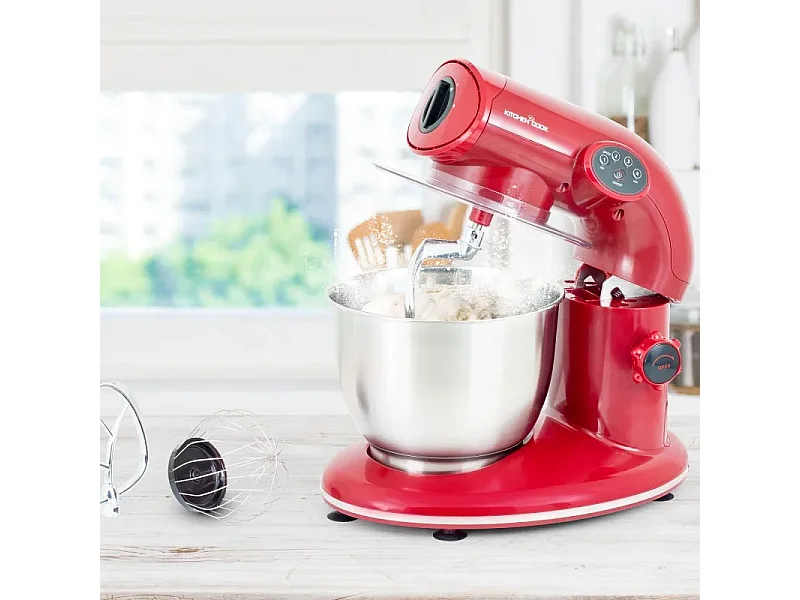Kitchencook - Robot Pâtissier Ak80_red_v2 - 1000 W 5 L - Kit Pâtisserie