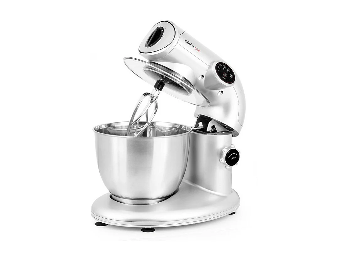 Kitchencook - Robot Pétrin 5l - 1000w - 4 Vitesses - 3 Fonctions - Fouet - Mélangeur - Crochet - Couvercle Antiprojections