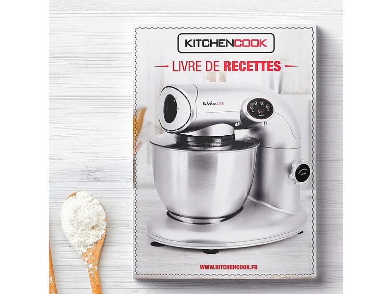 Kitchencook - Robot Pétrin 5l - 1000w - 4 Vitesses - 3 Fonctions - Fouet - Mélangeur - Crochet - Couvercle Antiprojections