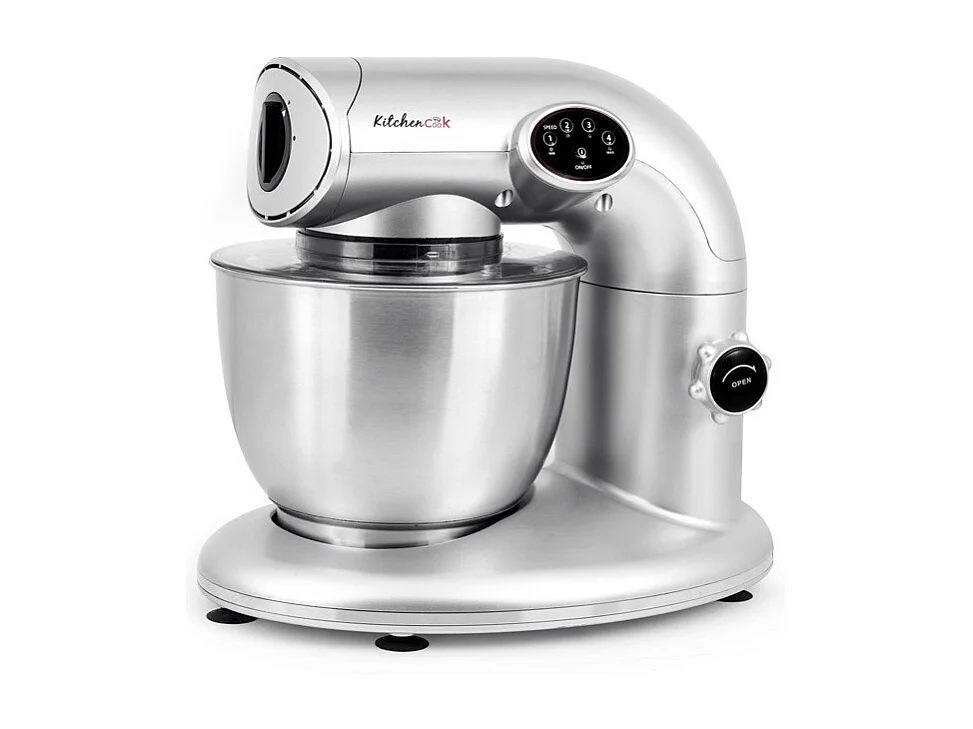 Kitchencook - Robot Pétrin 5l - 1000w - 4 Vitesses - 3 Fonctions - Fouet - Mélangeur - Crochet - Couvercle Antiprojections