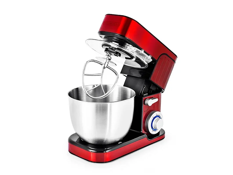 Kitchencook - Robot Pâtissier Antara_inox_red - 1300 W 5,5 L - Kit Pâtisserie
