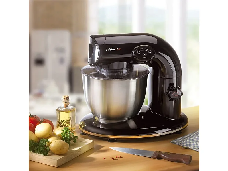 Kitchencook - Robot Pâtissier Ak80_black - 1000 W 5 L - Kit Pâtisserie