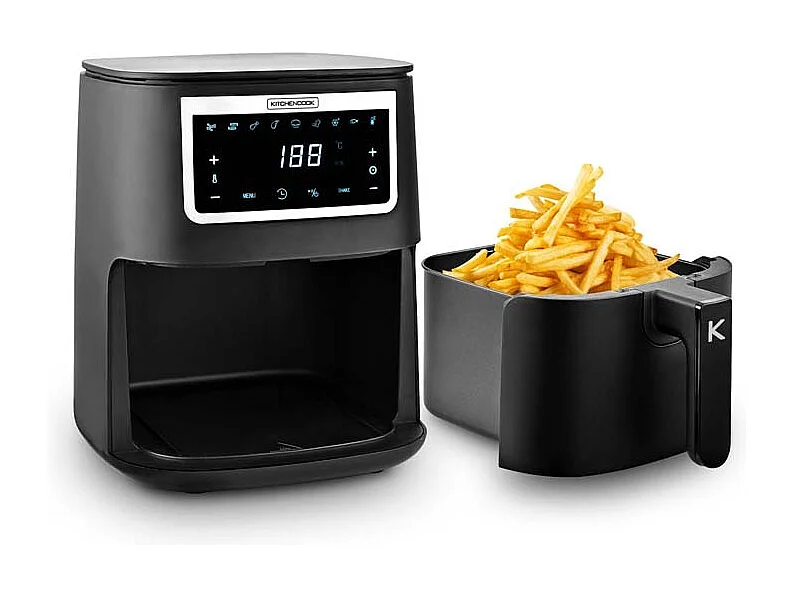 Kitchencook - Friteuse Sans Huile 4l - 8 Programmes - Minuterie Numérique - Thermostat Réglable - 1400w - Noir