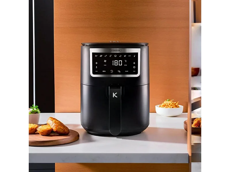 Kitchencook - Friteuse Sans Huile 4l - 8 Programmes - Minuterie Numérique - Thermostat Réglable - 1400w - Noir