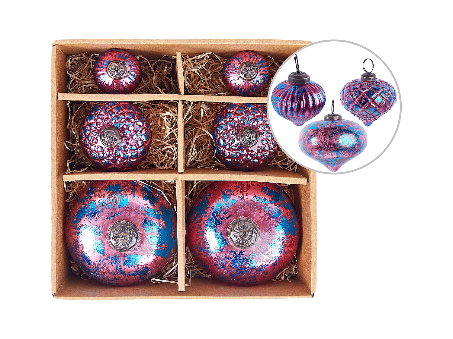 Lot de 6 boules ASTRALE Verre Rose