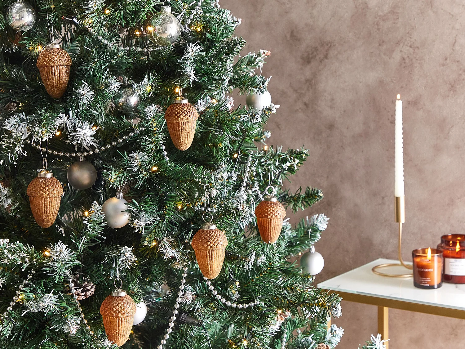 Lot de 6 boules AMBRE Verre Doré