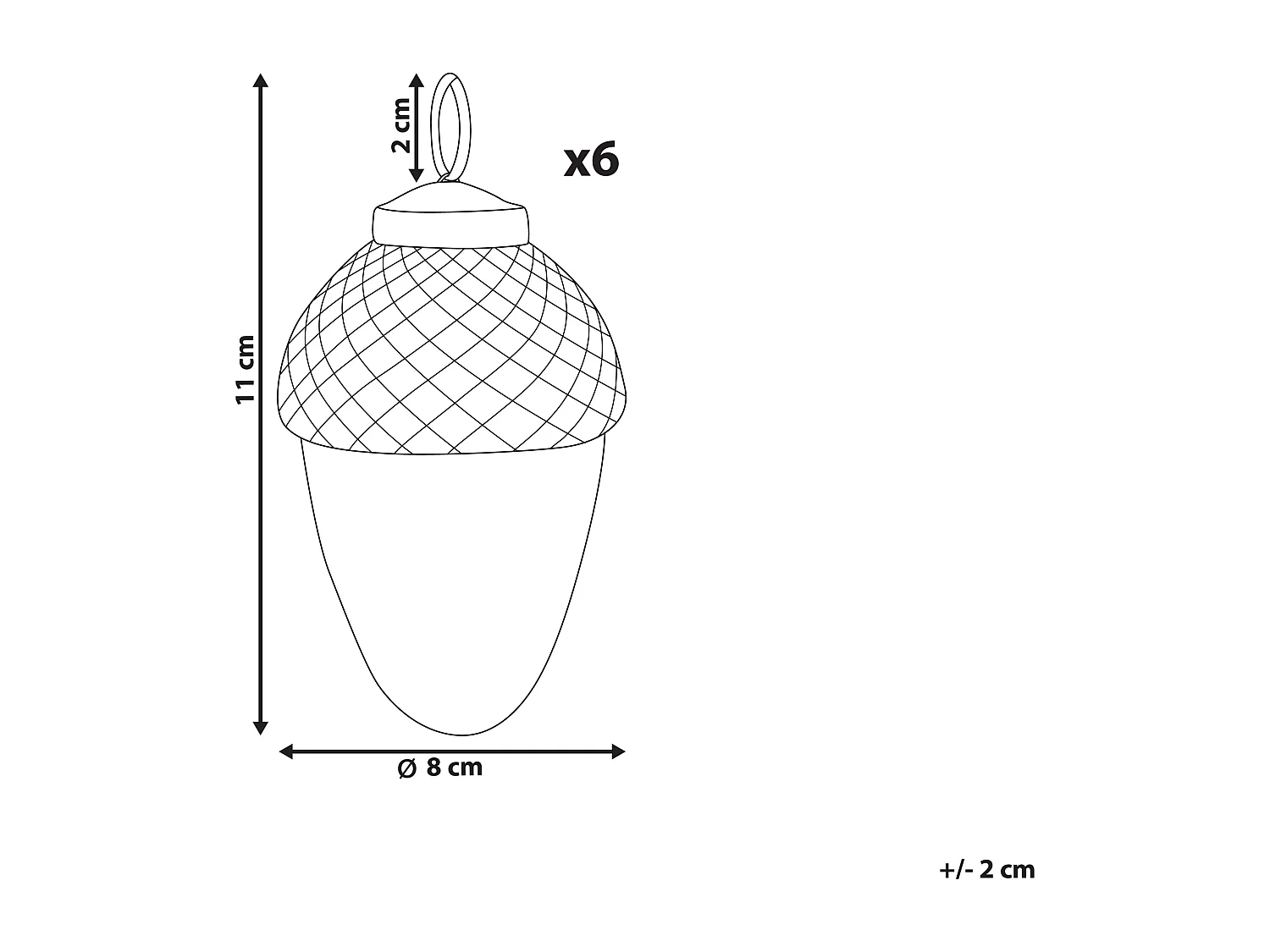 Conjunto de 6 bellotas de vidrio doradas AMBRE
