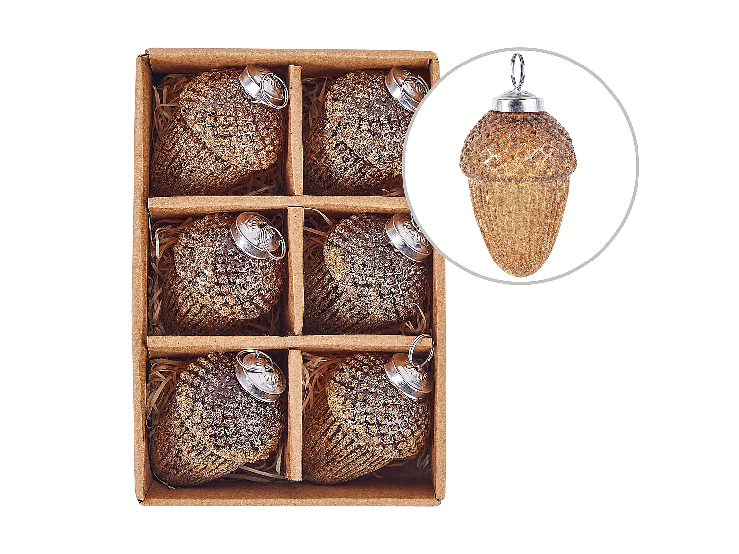 Kerstballen set van 6 glas goud AMBRE