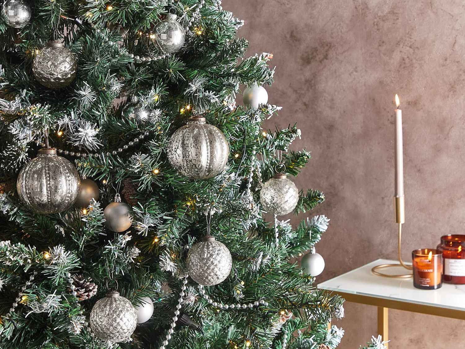 Conjunto de 6 bolas de vidrio plateado ARGENTIN