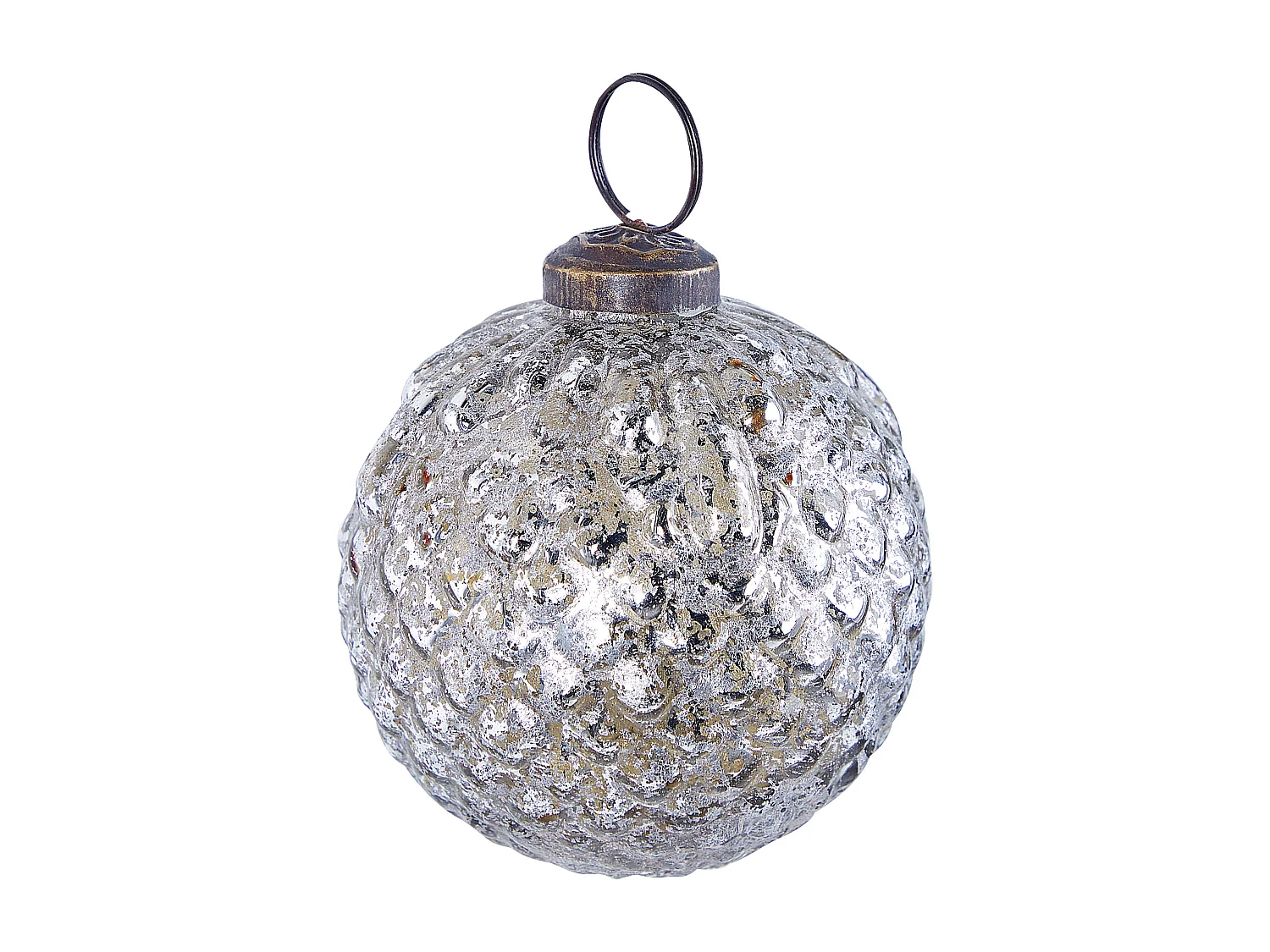 Weihnachtskugel 6er Set Glas silber Antik-Optik ARGENTIN