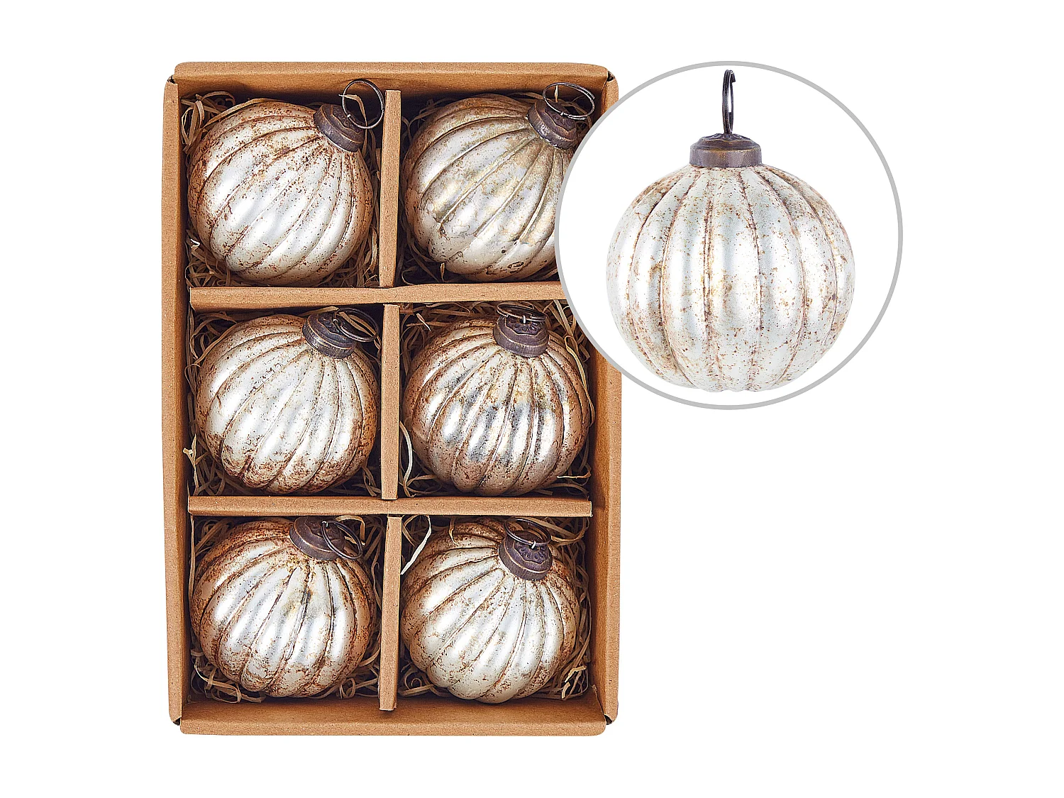 Conjunto de 6 bolas de vidrio plateado IVOIRE