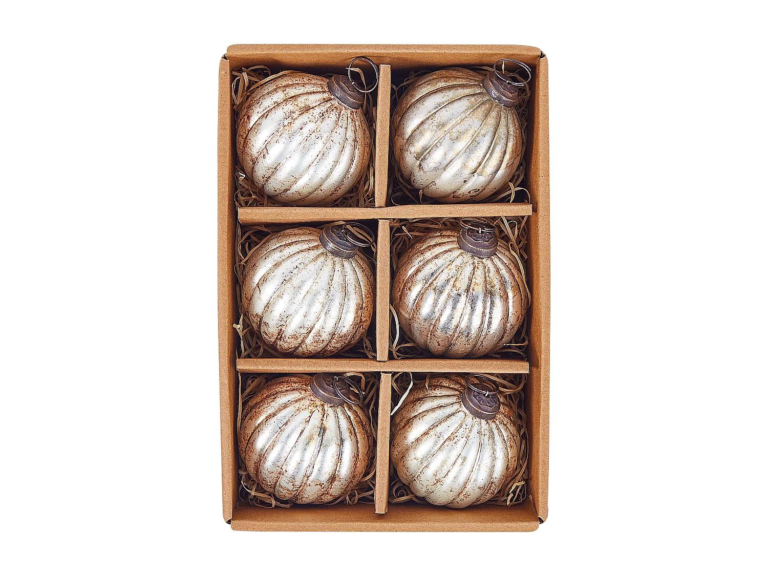 Conjunto de 6 bolas em vidro prateado IVOIRE