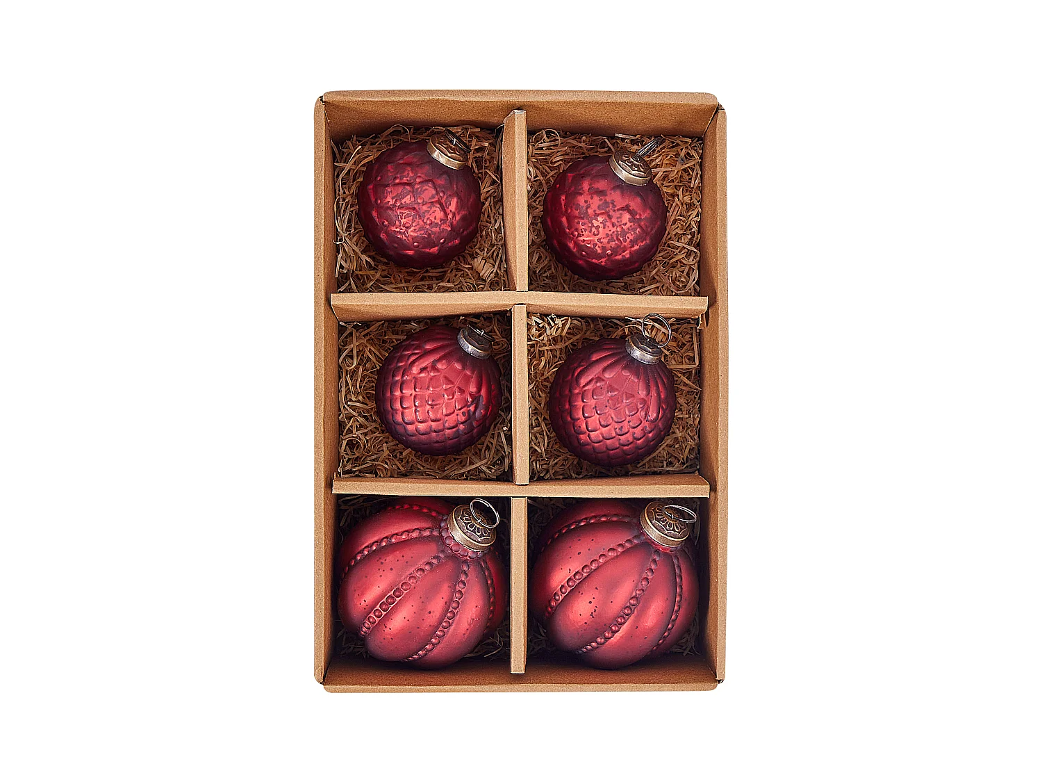 Lot de 6 boules ARGENTIN Verre Rouge