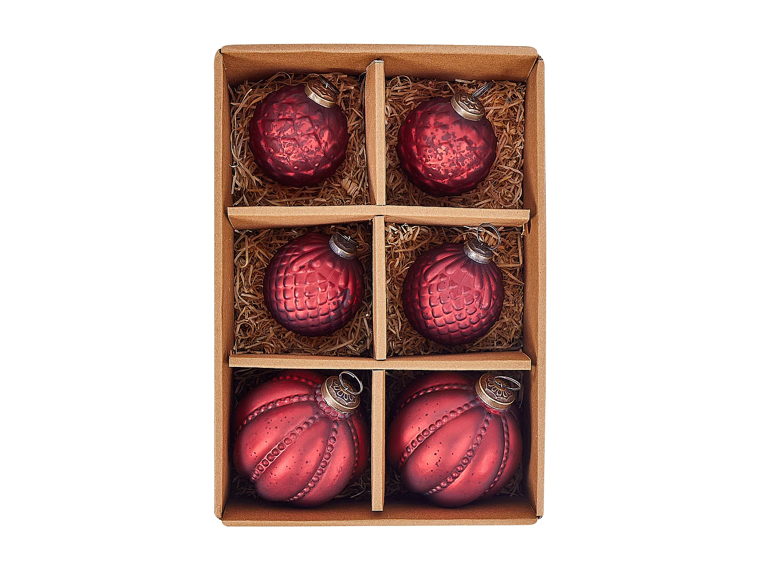 Lot de 6 boules ARGENTIN Verre Rouge