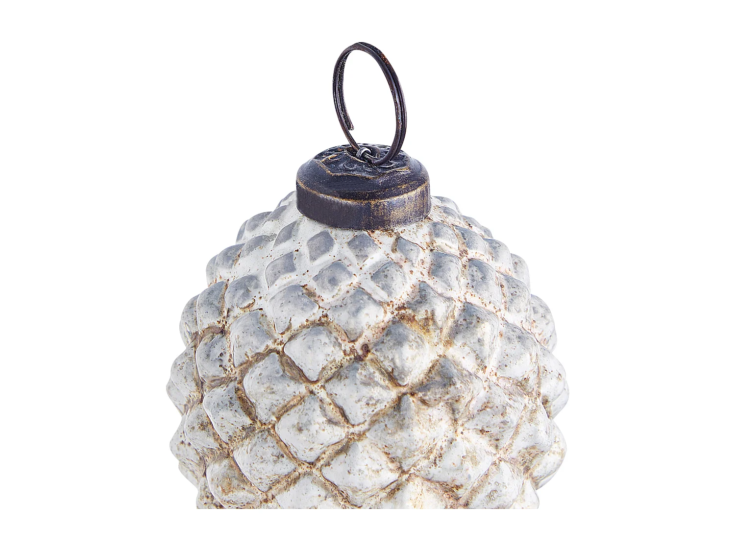 Lot de 6 boules LAITON Verre Blanc cassé