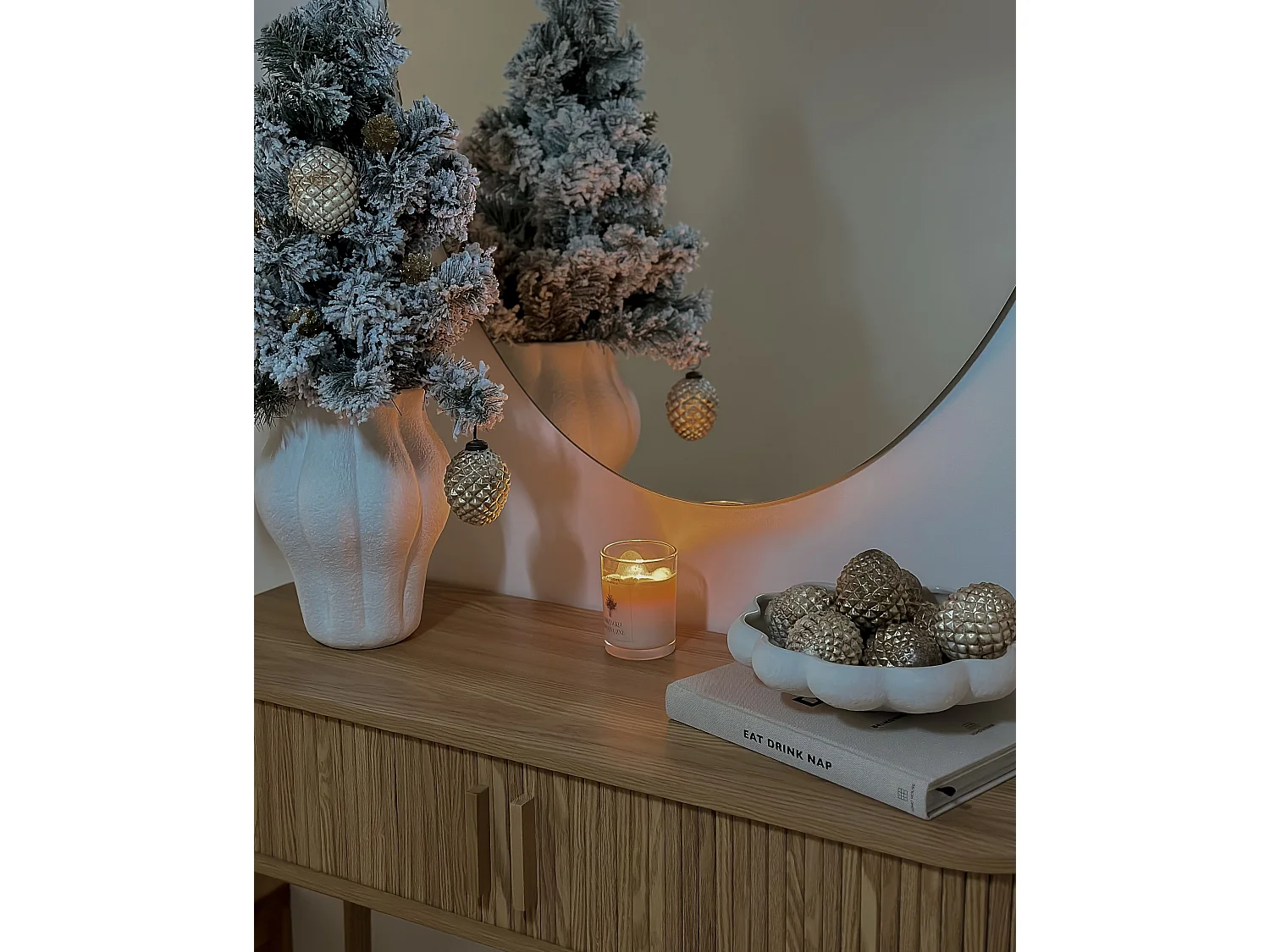 Kerstballen set van 6 glas wit LAITON