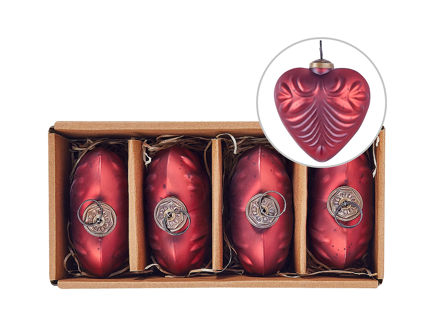 Lot de 4 boules FERIABLE Verre Rouge