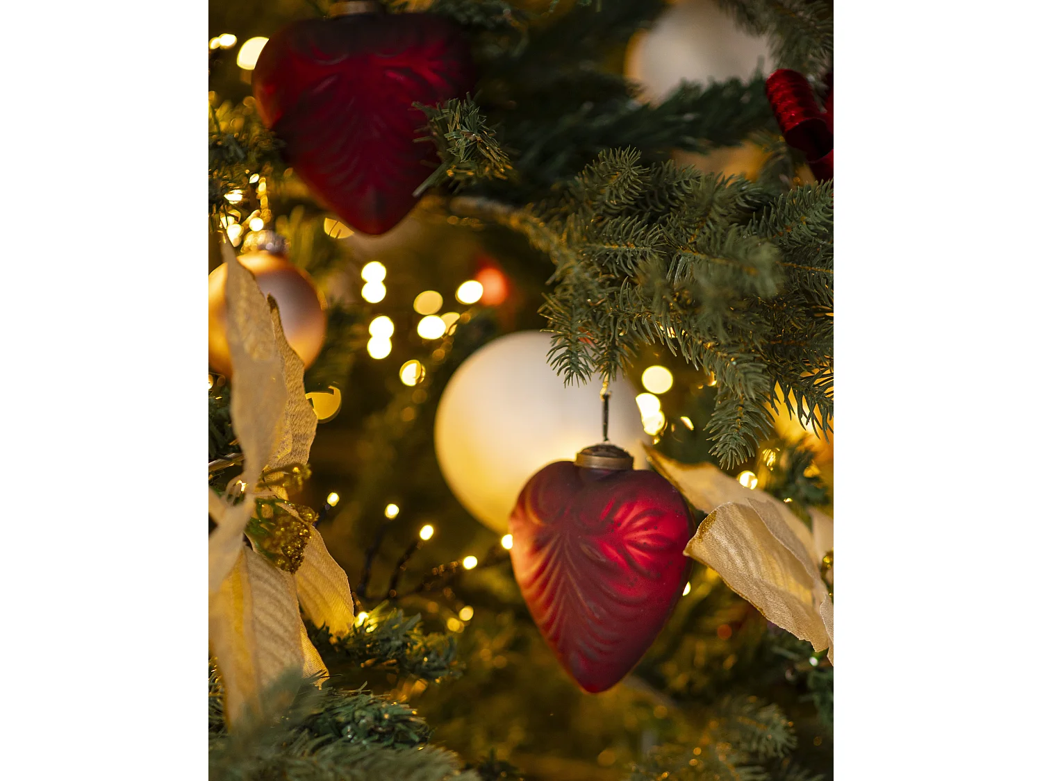 Kerstballen set van 4 glas rood FERIABLE