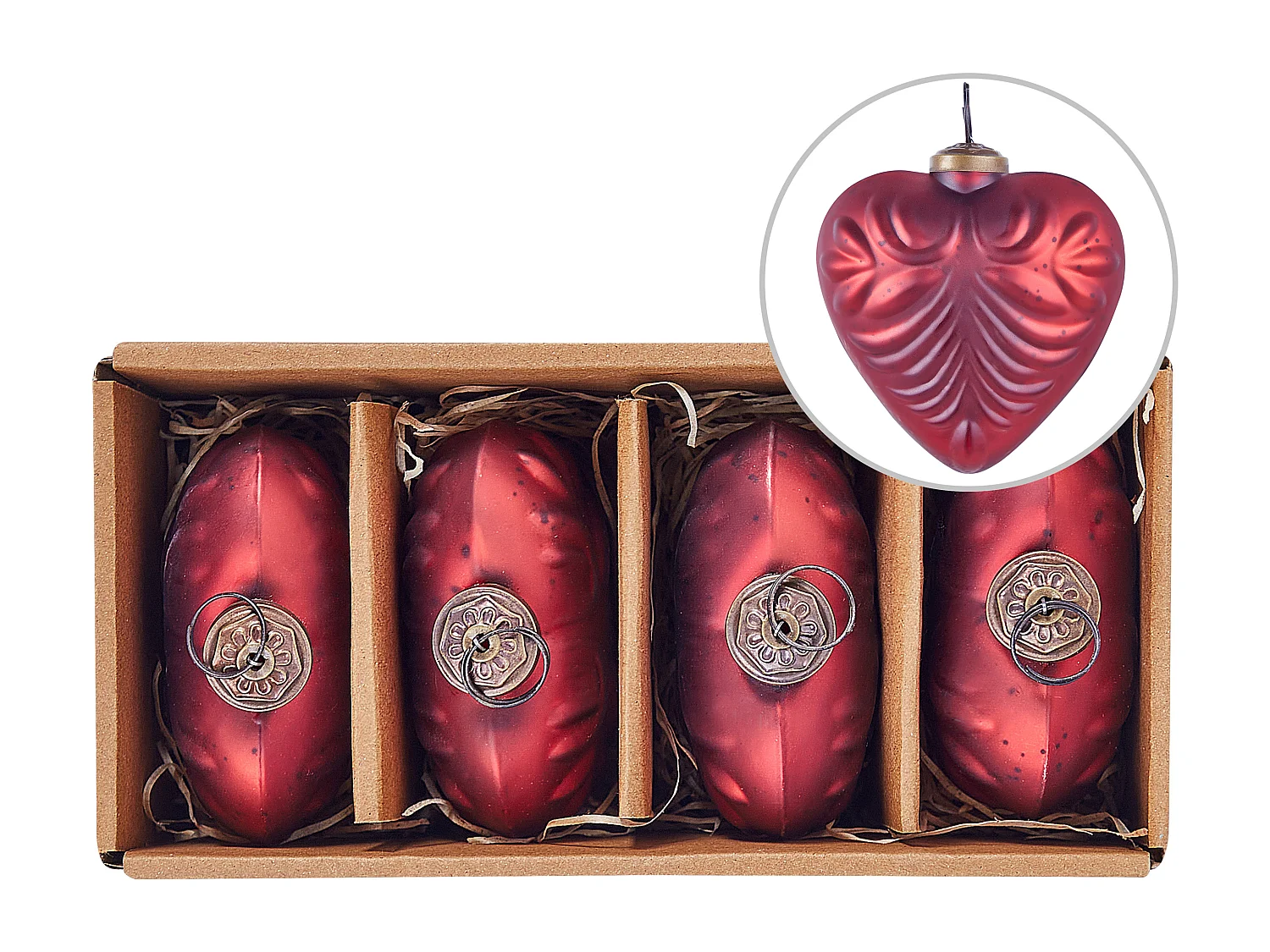 Kerstballen set van 4 glas rood FERIABLE