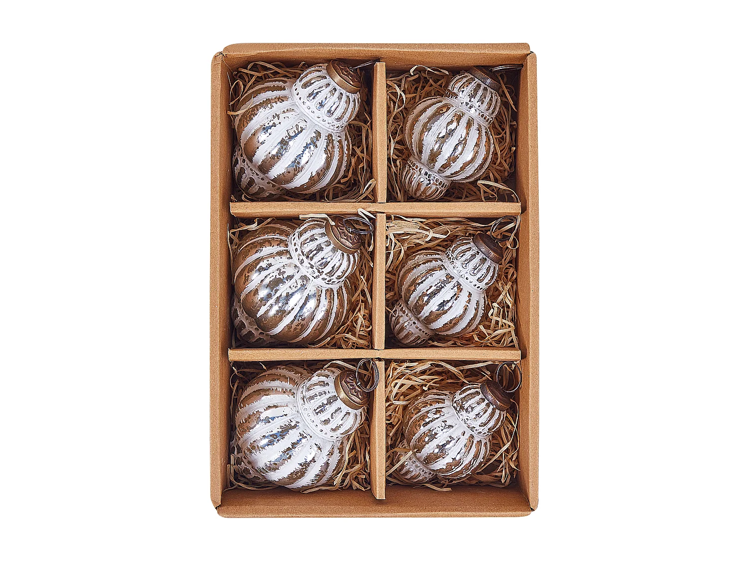 Kerstballen set van 6 glas zilver CREMEUX