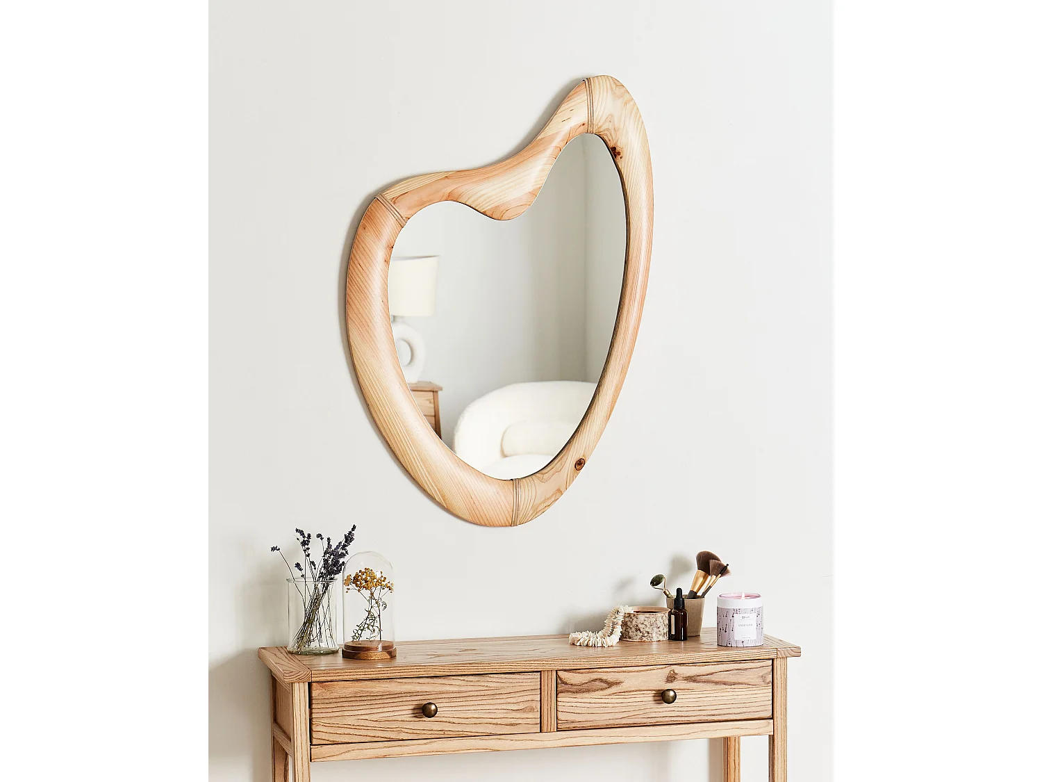 Miroir NEURE 90 cm 77 cm Bois de sapin Naturel