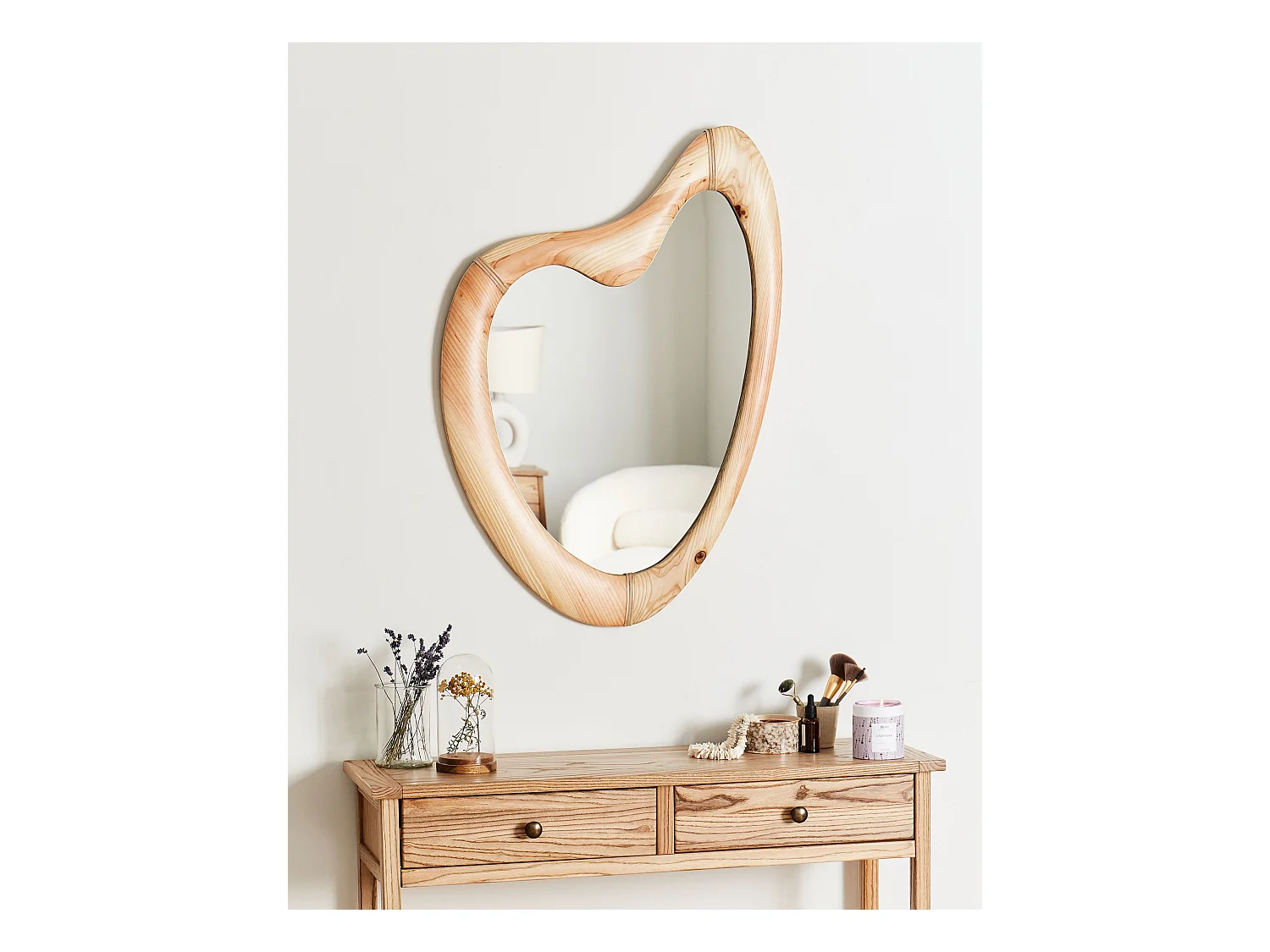 Wandspiegel NEURE 90 cm 77 cm Hout Natuurlijk