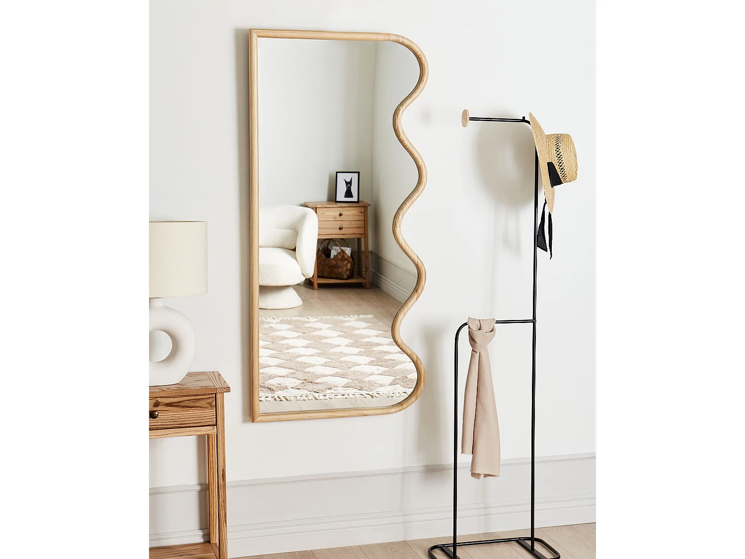 Wandspiegel MURAT 69 cm 150 cm Holz Naturfarben