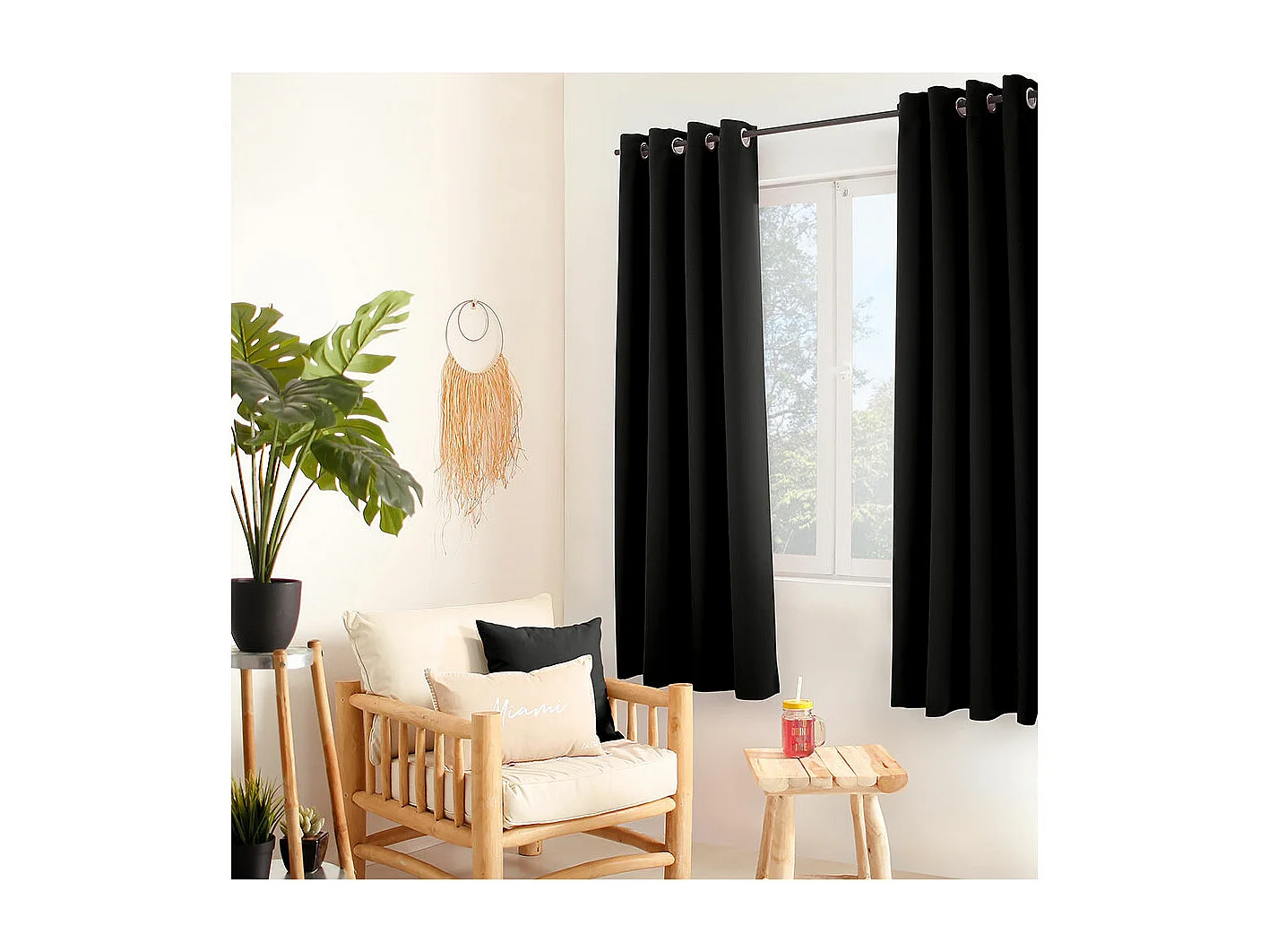 Cortina ocultante unida con 8 ollaos 140 x 180 cm