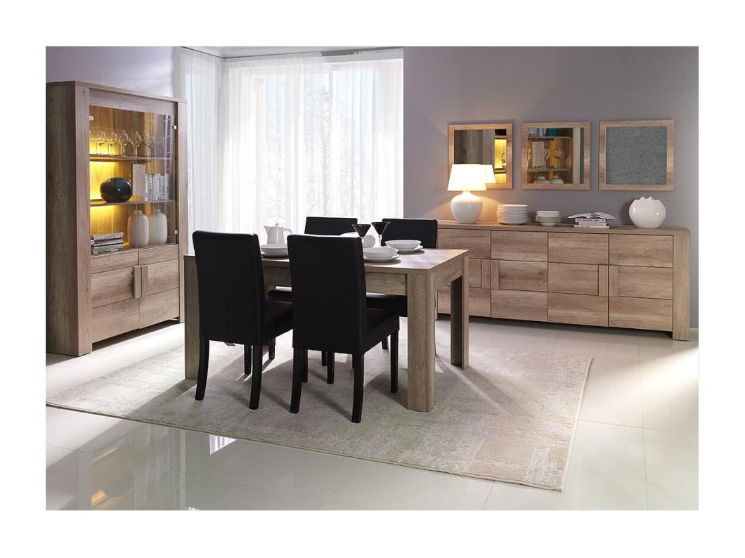 Esszimmer FARRA: Buffet, Vitrine, 3 Spiegel und Tisch 180cm mit LED